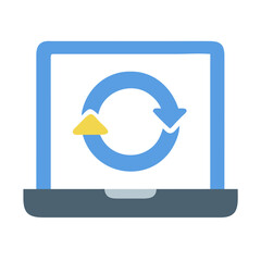 Laptop with Refresh Icon: Software Update, Sync, and Data Management