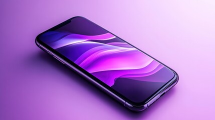 Purple phone, abstract wallpaper, studio shot, background gradient
