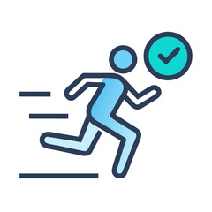Running Man with Checkmark Icon: Task Completion, Achievement, and Success