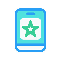 Star Icon on Mobile Device, UI Element for Application Design