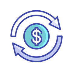Dollar Coin with Circulation Arrows, Currency Exchange, Financial Turnover, Economy Cycle