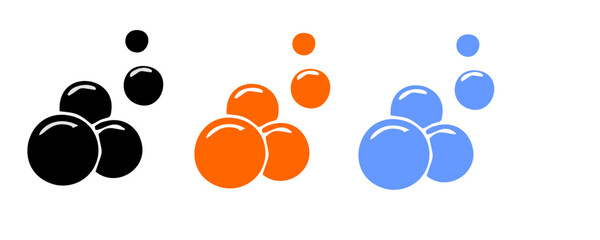 Bubble icons set. Soap foam symbols. Oxygen bubble, fizzy drink icon. Bubbles outline vector icons