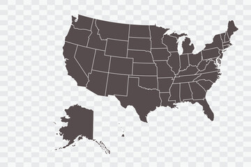 USA Map Minimalist  High-Quality PNG  Ash Color on Transparent Background Perfect for presentations infographics educational materials and graphic design projects