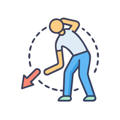 Obraz premium Illustration of Man Bending Forward with Downward Arrow, on Black Background