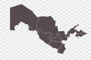 Uzbekistan Map Minimalist  High-Quality PNG  Ash Color on Transparent Background Perfect for presentations infographics educational materials and graphic design projects