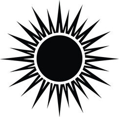 Stylized Sun Vector, Black and White Rays