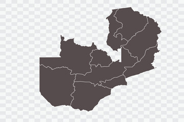 Zambia Map  Minimalist  High-Quality PNG  Ash Color on Transparent Background Perfect for presentations infographics educational materials and graphic design projects