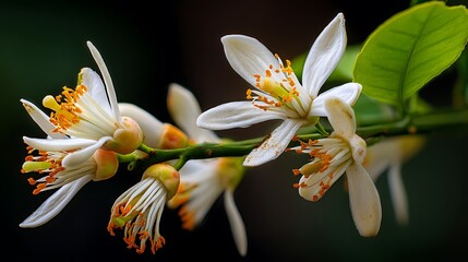 Fototapeta premium Delicate citrus blossoms on a branch
