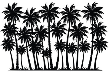 Silhouetted tropical palm trees vector illustration of summer vacation background