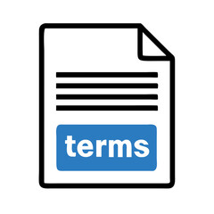 Terms Sign: Blue Button with Text in Black for Agreement Concepts