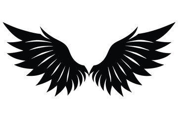 Stylized angel or bird wings black silhouette design element vector illustration