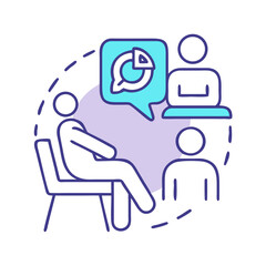 Business Presentation Icon: Team Meeting, Analytics Report, and Data Discussion