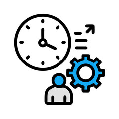 Configuration Management Icon: Person with Gear on Black Background