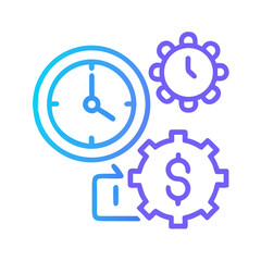 Time Management & Efficiency: Clock, Gears & Dollar Sign Concept