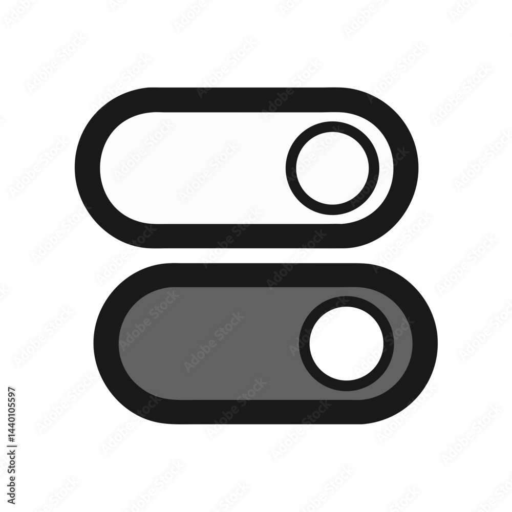 Poster on and off toggle switch icon set for user interface design