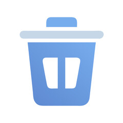 Blue Trash Bin Icon on Black Background for Website and Apps