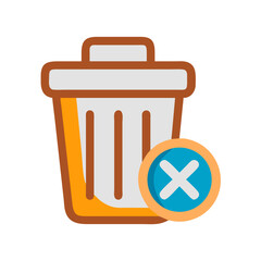 Trash Bin with Cross Mark Icon Vector Illustration on Black Background