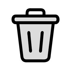 Gray Trash Can Icon Illustration on Black Background for Digital Designs