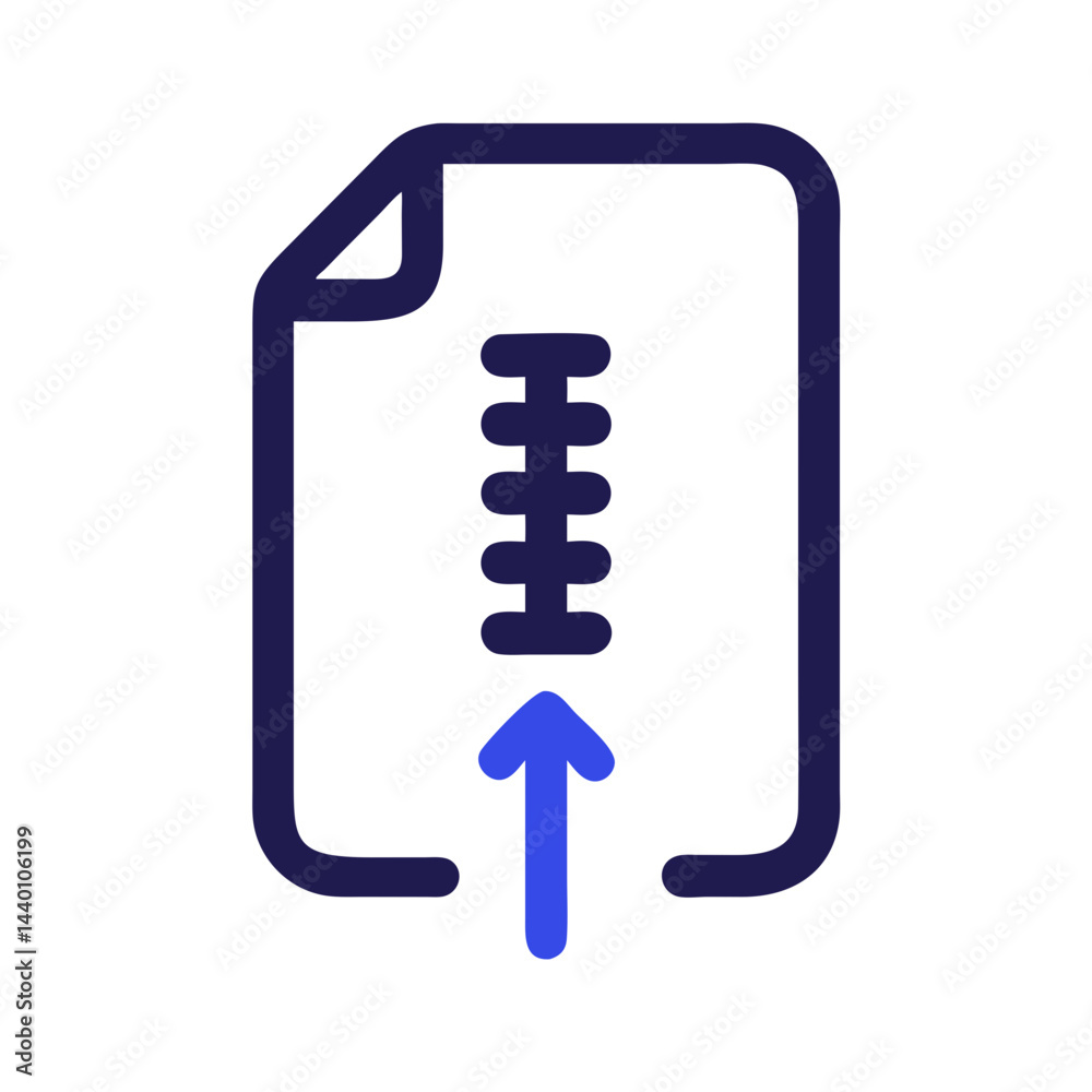 Poster compressed file upload icon with upward arrow on black background