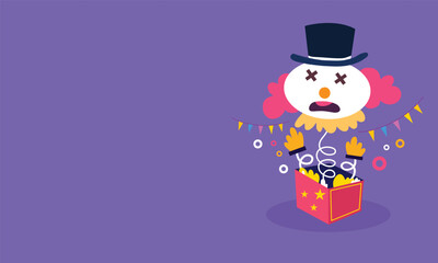 Clown with top hat and confetti background