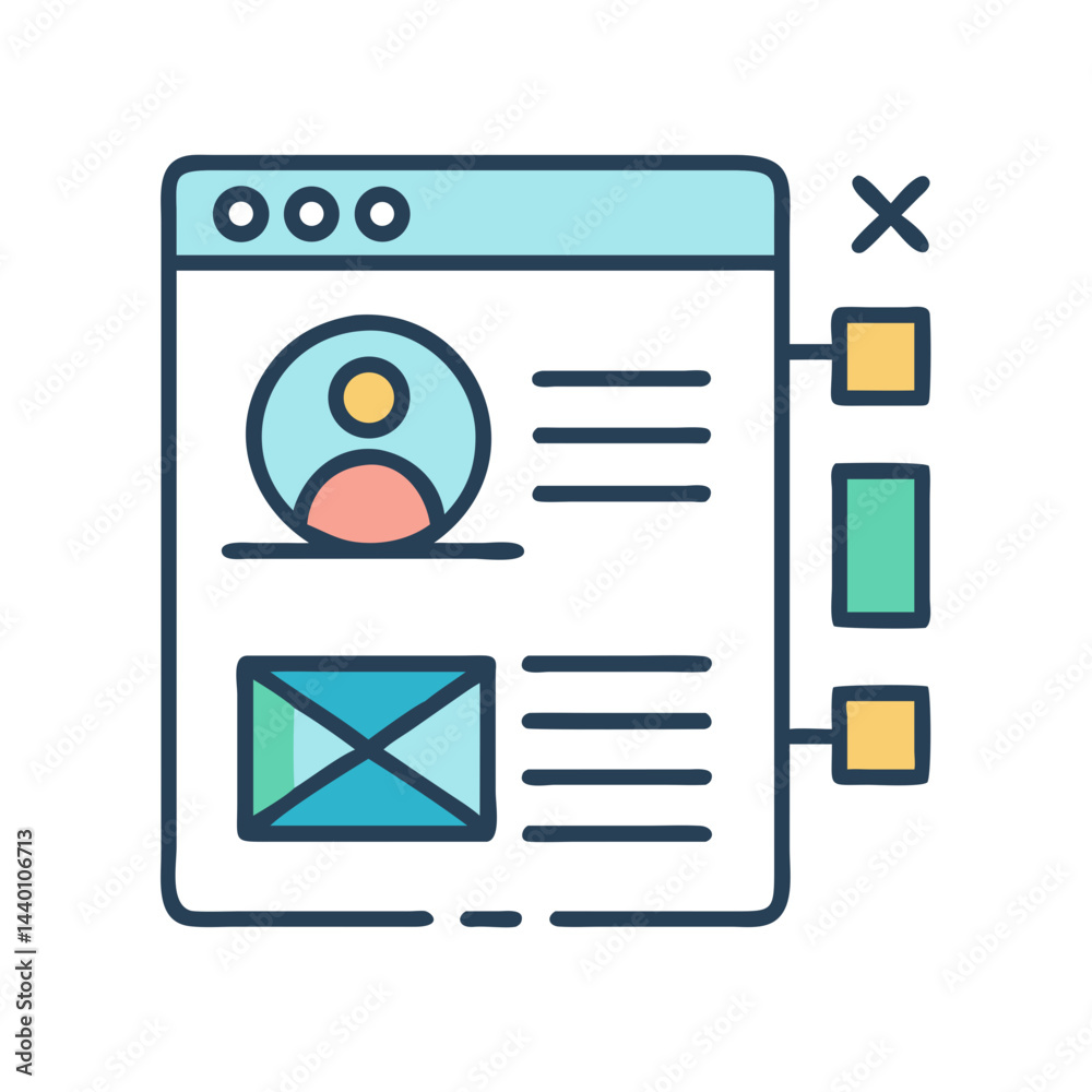 Poster website profile with user avatar, content, interface, settings and navigation bars.