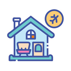 Vacation Rental by Plane Icon, Travel, House, Airbnb, Holiday