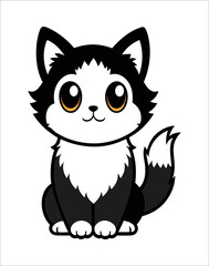 black and white cat vector silhouette