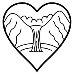 Nature's Love Heart Pouring Water in Line Art Style