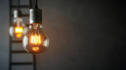 Vintage Edison Light Bulbs Hanging Against Dark Background