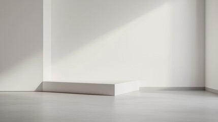 A white room with a white wall and a white floor