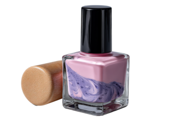 Elegant Nail Polish Bottle with Swirled Pink and Purple Shades