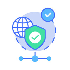 Secure Global Network: Data Protection, Cybersecurity, and Verified Connection Icon