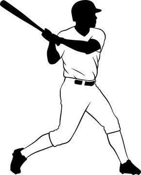 Baseball player silhouette design vector. Baseball swing vector silhouette illustration on a white background
