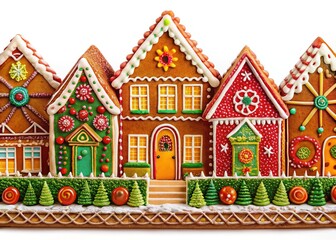Obraz premium Gingerbread House Border Festive Decor