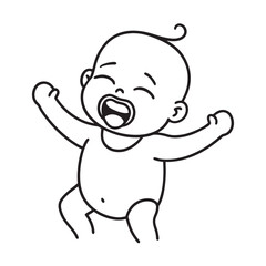 Yawning baby stretching arms wide sleepy morning
