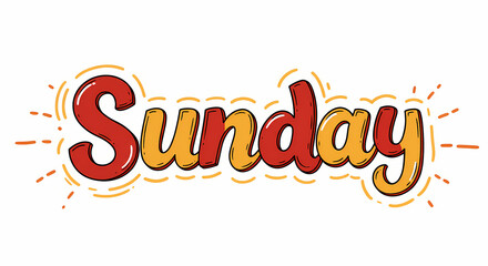 Sunday Typography: Hand-drawn Day of the Week Lettering, Weekend Vibes, Illustration, Red and Orange Design