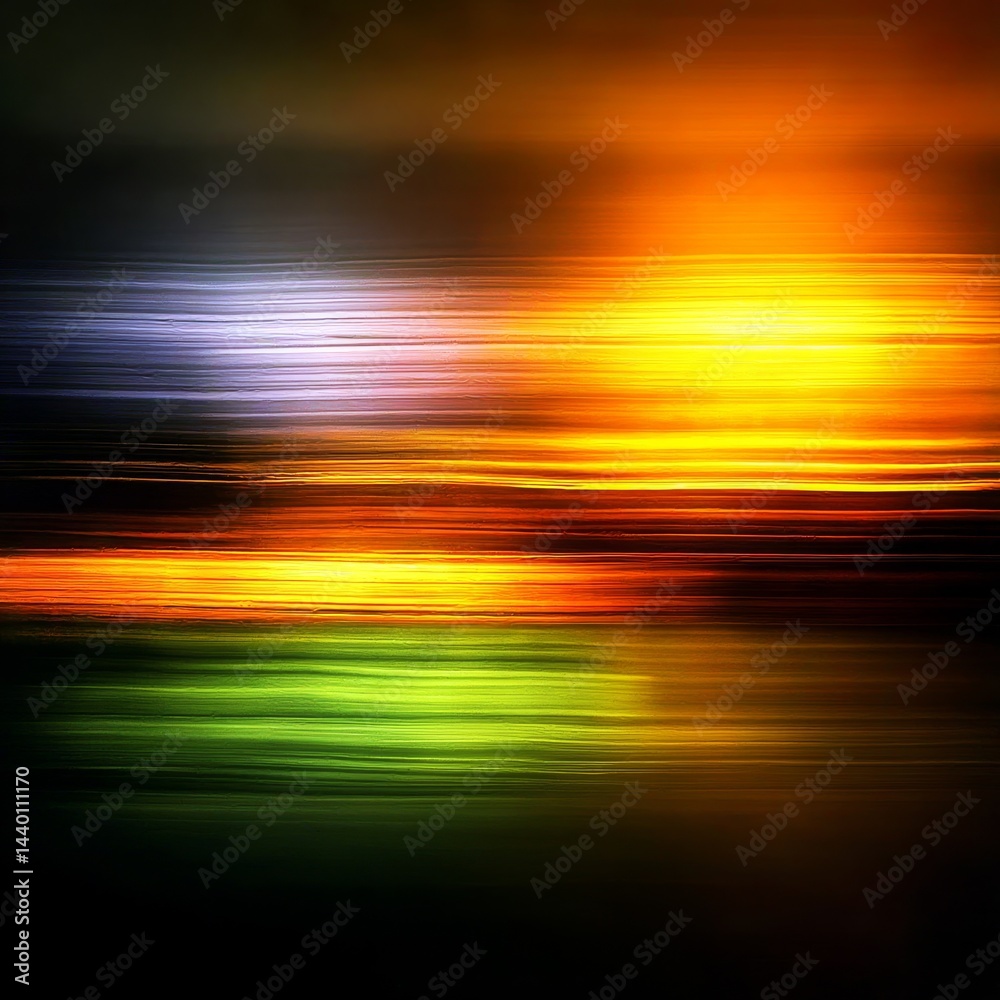 Poster Abstract Gradient with Dynamic Horizontal Lines, Vibrant Colors in a Dark Backdrop, Modern Art 
