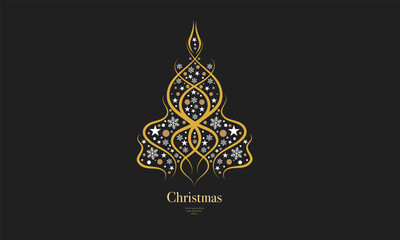 Elegant Black and Gold Christmas Tree Ornament