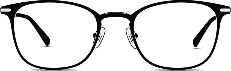Thin Frame Eyeglasses, Black and White Vector