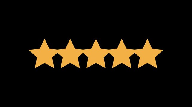 5 star rating review animation. Customer feedback chroma key overlay