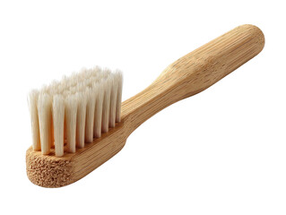 Bamboo Toothbrush Cut Out Laid Diagonally on White Background