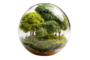 Glass Globe with Lush Forest Scene Encased Inside Mini World