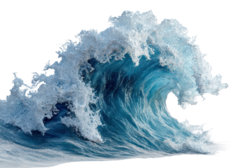 Turbulent Ocean Wave Isolated on Black Background with Splashing Foam