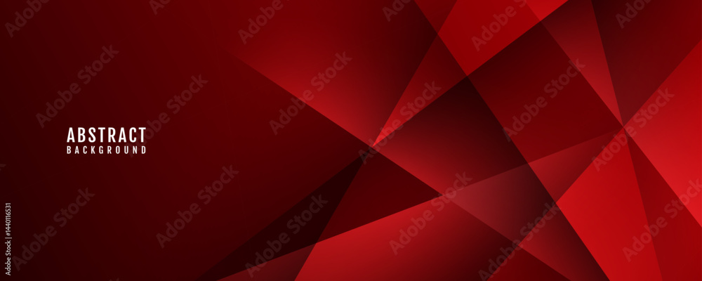 Poster 3d red geometric abstract background overlap layer on dark space with polygon effect decoration. mod