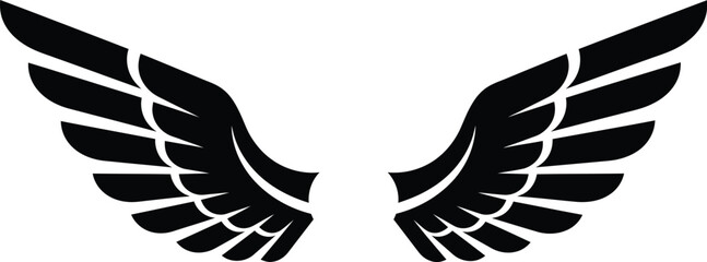 Minimalist Black and White Vector Wings