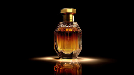 Luxurious hexagonal glass perfume bottle with gold cap