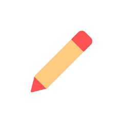 Colorful Pencil Icon Representing Artistic Creativity and Educational Tools in Simple Flat Design