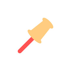 Yellow Pushpin Icon with Red Point on a Clean White Background for Stationery and Office Use