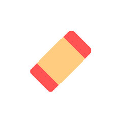 Colorful Icon of a Rectangular Eraser on a Clean Background Representing Essential Stationery for Writing and Creative Projects
