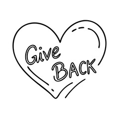 heart with give back text icon, heart with give back text line art - simple line art of heart with give back text, perfect for heart with give back text logos and icons